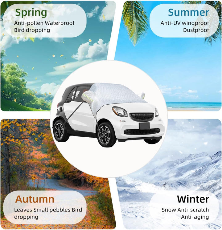 Frontscheibenabdeckung für Smart Fortwo 2006-2025, Windschutzscheibe Abdeckung Verdickte mit Riemen