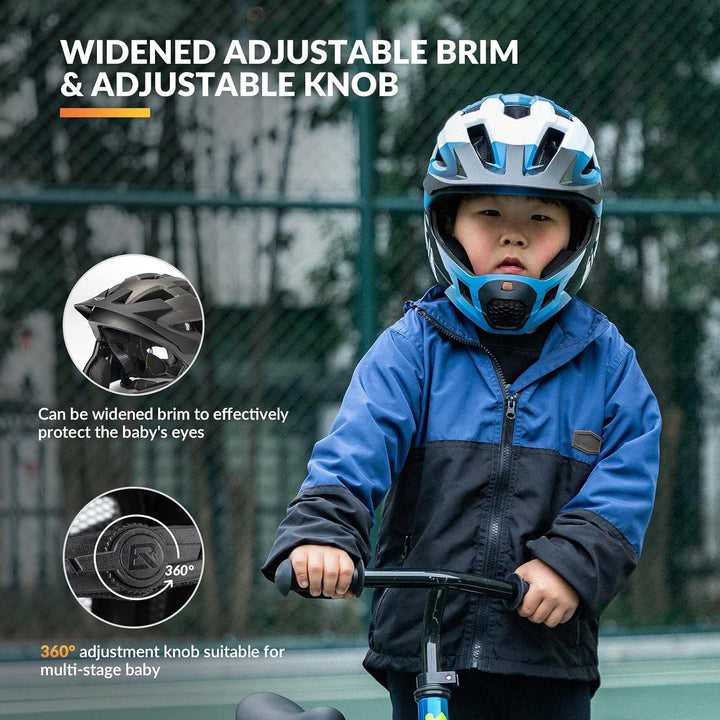 ROCKBROS Kinderhelm Integriert Fahrradhelm Kinder Jugend Fullface Helm mit Abnehmbarem Kinnschutz BM