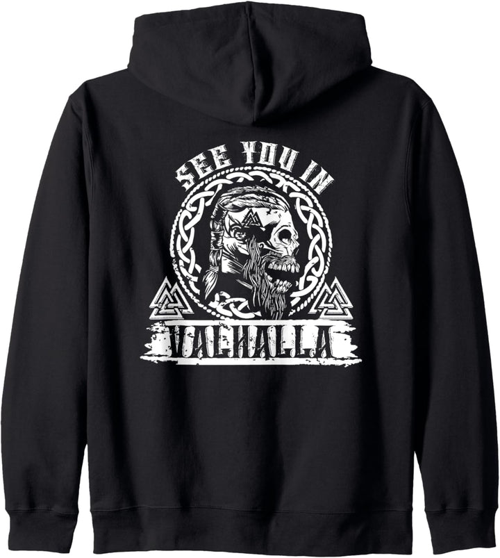 See You in Valhalla Wir sehen uns in Walhalla Wolf of Odin Kapuzenjacke