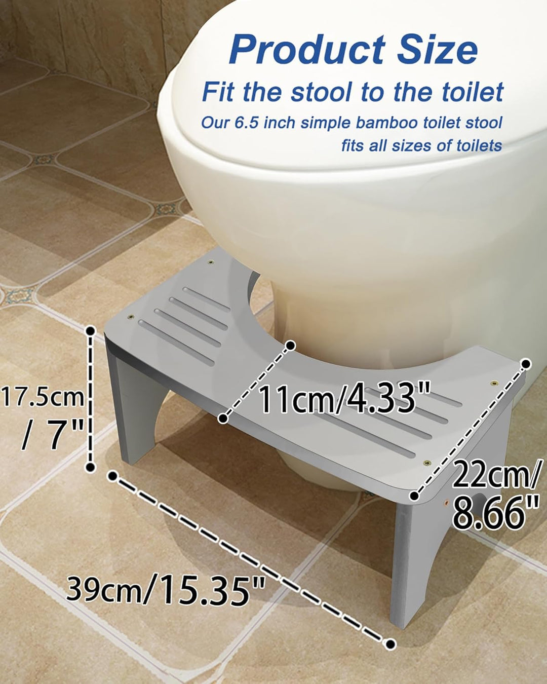 RayLove Physiologischer Toilettenhocker aus Bambus – WC-Trittbrett aus Holz – 35 Grad strapazierfähi