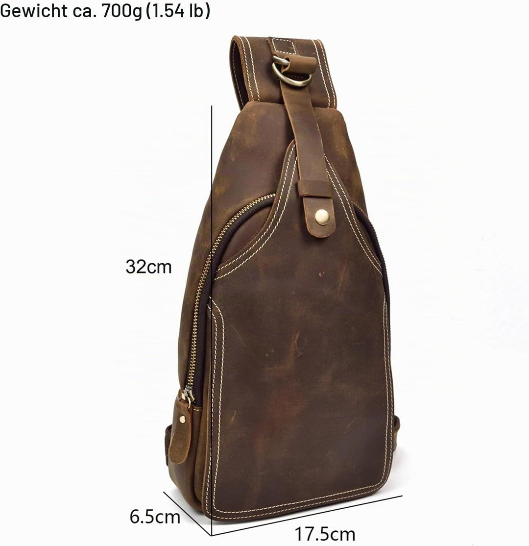 LUUFAN Herren Echtes Leder Sling Bag Brust Schulter Rucksack Crossbody Tasche für Casual Sport Wande