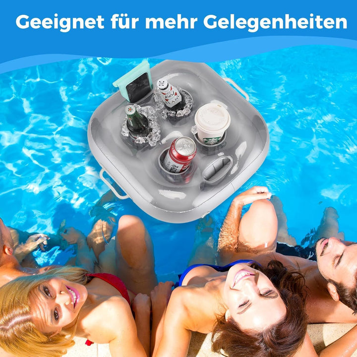 Aufblasbarer schwimmender, Getränkehalter mit 6 Löchern, grosses Fassungsvermögen und transparentem