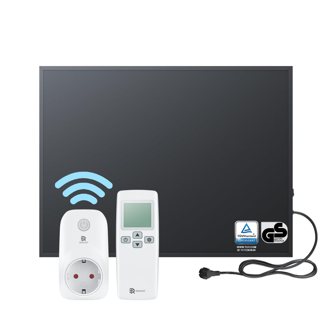 BR Bringer® Infrarotheizung 450 W Smart-Thermostat Fernbedienung | Schwarze Infrarot Elektroheizung