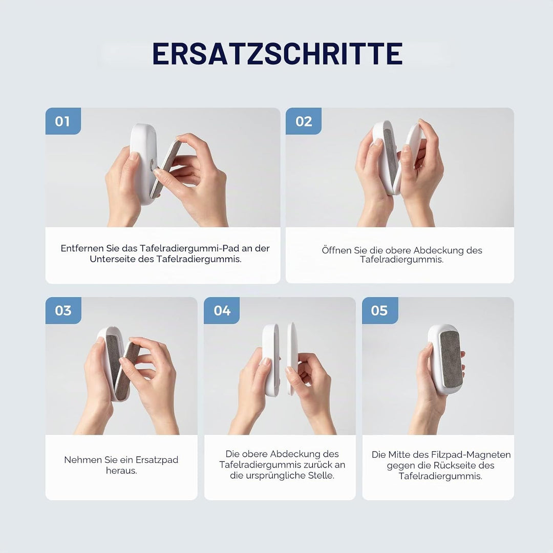 LOUKIN Austauschbarer trocken abwischbarer Radiergummi, magnetischer Whiteboard-Radiergummi mit 3 au