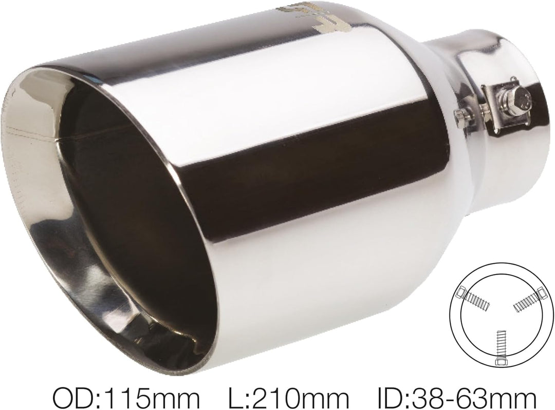 Simoni Racing Auspuffzierstück Rund/Schräg Edelstahl - Ø114xL210mm - Anschluss ->60mm