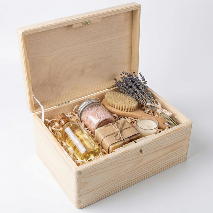 Creative Deco Holzkiste mit Deckel und Schlüssel | 30 x 20 x 14 cm (+/-1cm) | Weihnachten Erinnerung
