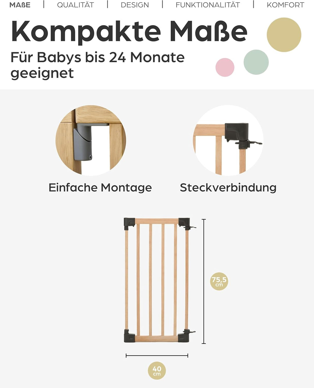 Yoko Verlängerung für Kinderschutzgitter Holz 40-160 cm I Erweiterung Kaminschutzgitter flexibel ohn