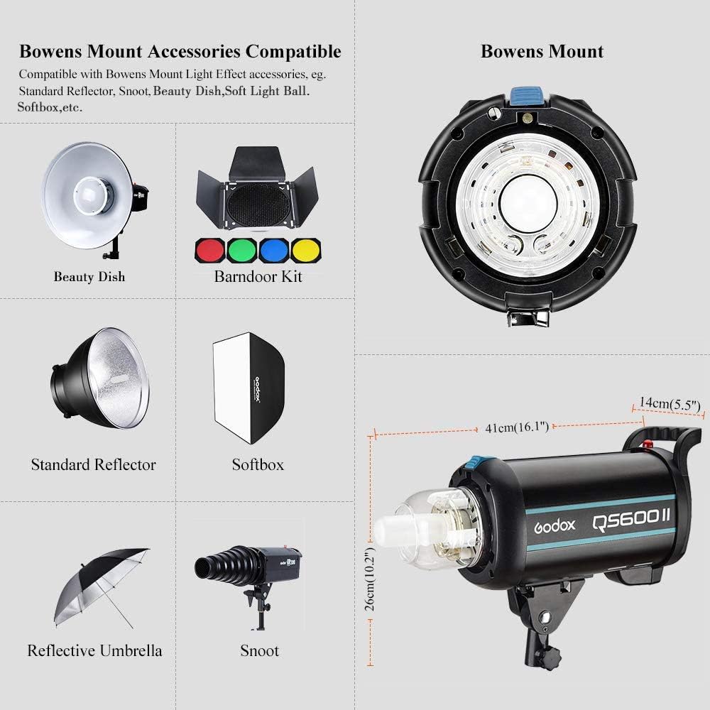 GODOX QS600II Profi Studio Mondlicht Strobe Blitz Licht 600Ws GN76 mit Modellierung Lampe Profession