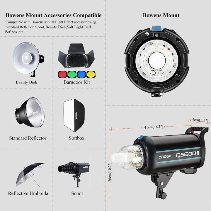 GODOX QS600II Profi Studio Mondlicht Strobe Blitz Licht 600Ws GN76 mit Modellierung Lampe Profession