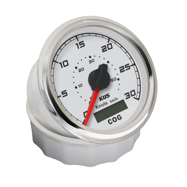 KUS GPS Tacho Kilometerzähler 30Knots Für Boot Yachten 85mm 12V/24V (Weiss), weiss