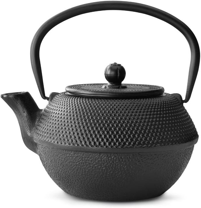 Bredemeijer Schwarze gusseiserne Teekanne 1.1 Liter Jang mit Edelstahlfilter 1,25 l, 1,25 l