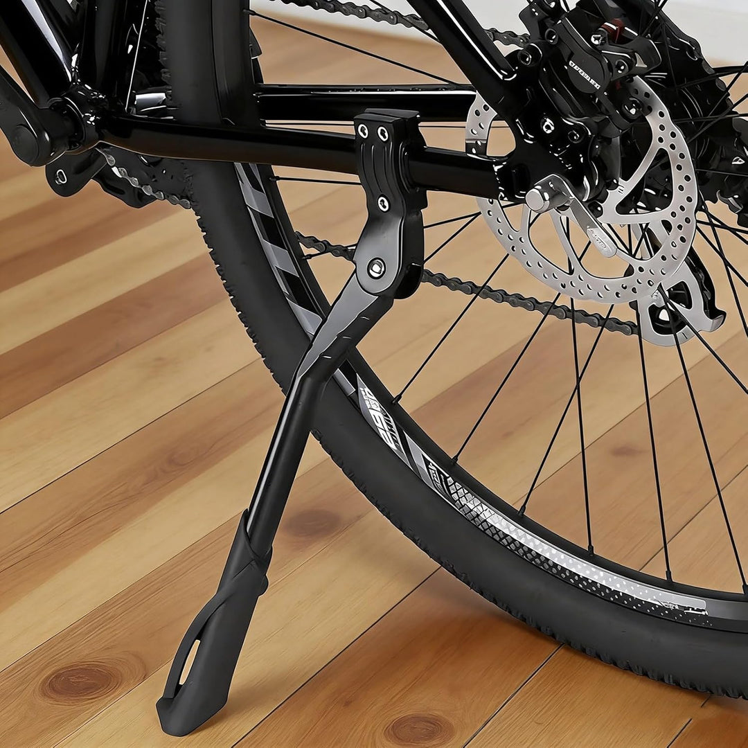 Robuster, Höhenverstellbarer Fahrradständer, Universales Seitenstützrad in Schwarz inkl. Montageschl