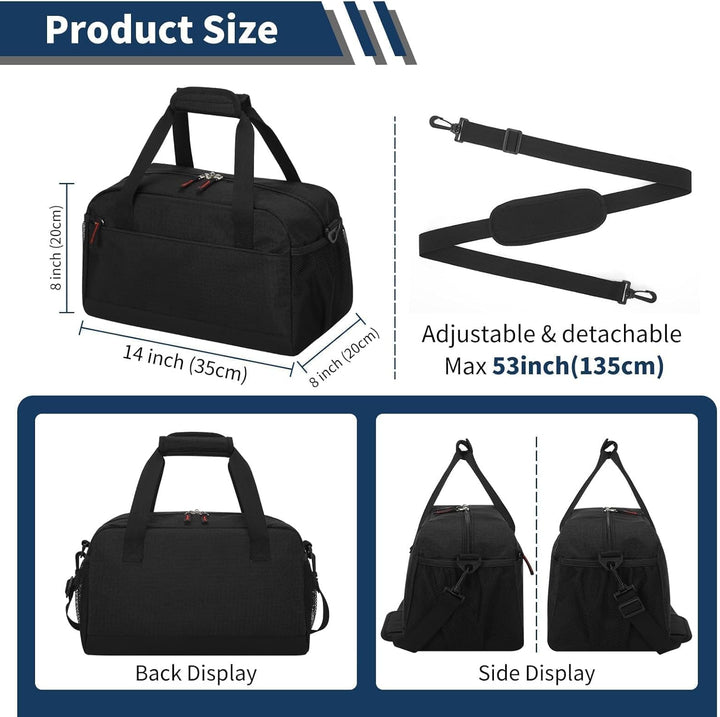 Kleine Sporttasche mit Nassfach - 35×20×20cm Handgepäck, Mini Duffle Bag mit Mehreren Fächern für Sp