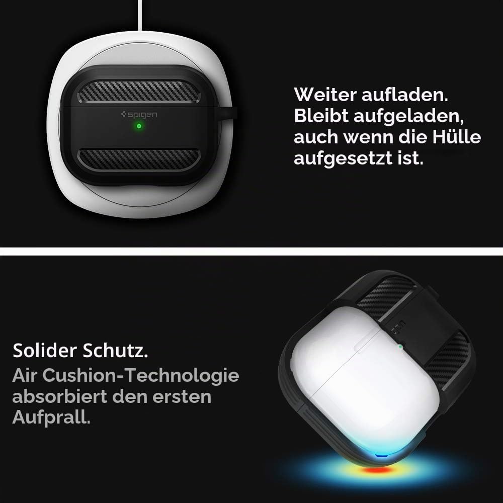 Spigen Rugged Armor Entwickelt für Apple Airpods Pro Hülle Case (2019) - Mattschwarz, Mattschwarz