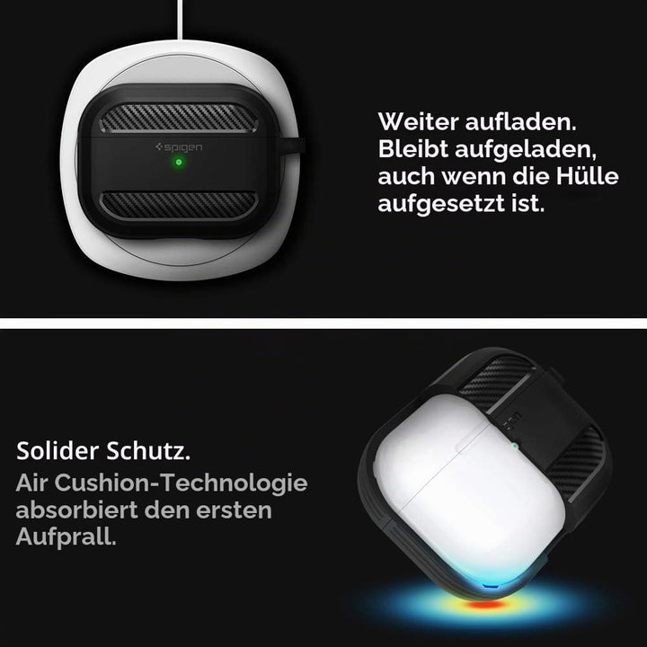 Spigen Rugged Armor Entwickelt für Apple Airpods Pro Hülle Case (2019) - Mattschwarz, Mattschwarz