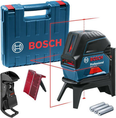 Bosch Professional Kreuzlinienlaser GCL 2-15 (roter Laser, Innenbereich, mit Lotpunkten, Arbeitsbere