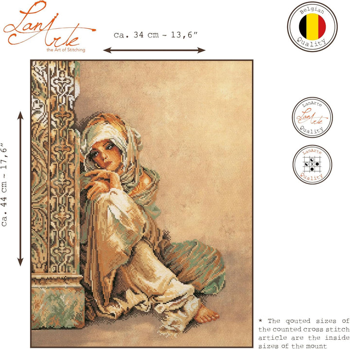 Lanarte Zählmusterpackung Arabische Frau Kreuzstichpackung, Baumwolle, Mehrfarbig, 34 x 44 x 0.3 cm,