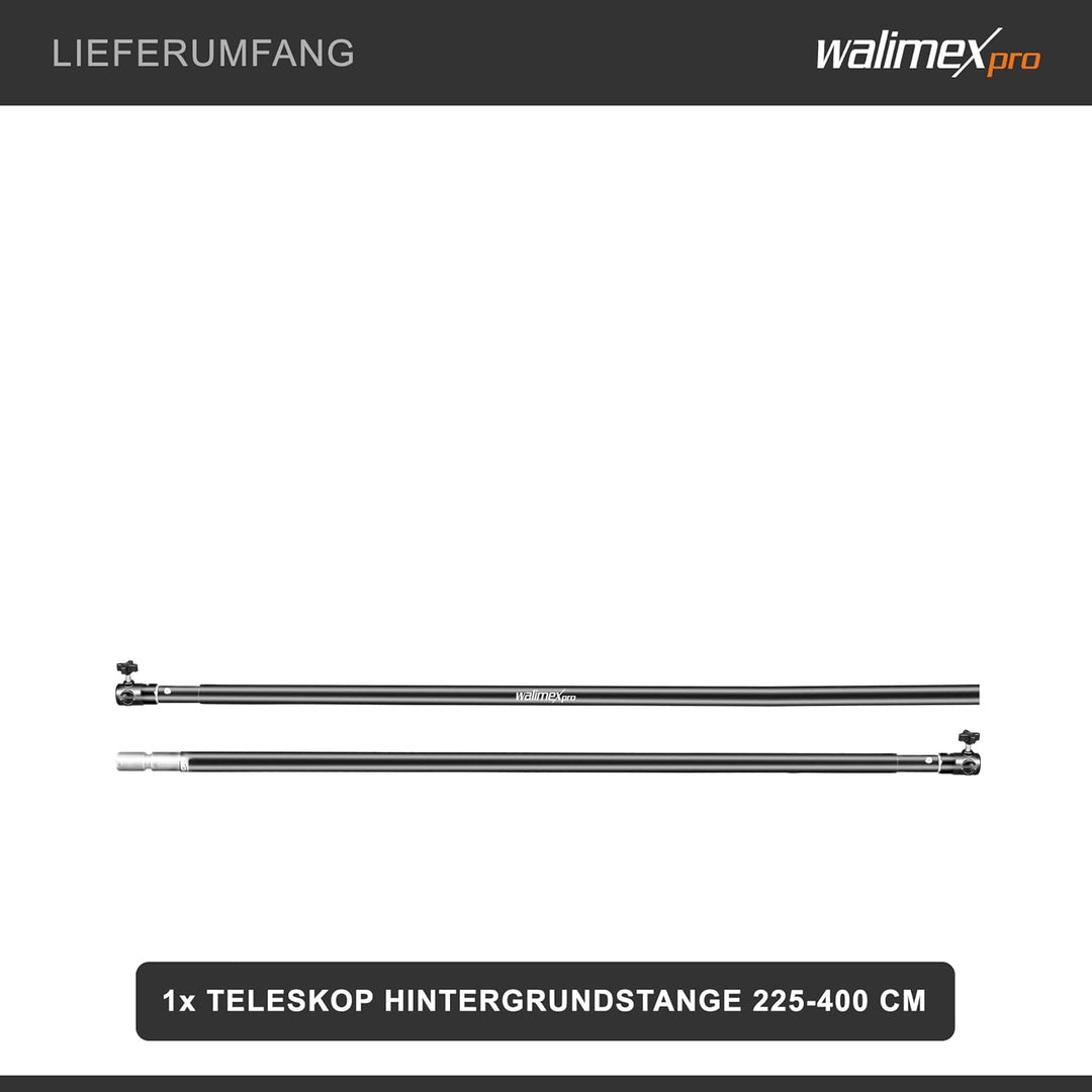 Walimex Teleskop 16336 Hintergrundstange (225-400 cm, Teleskop-Querstange Ø ca.