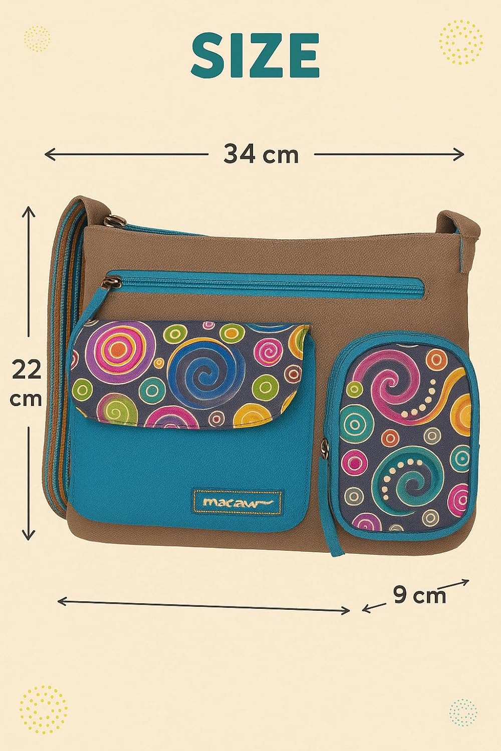 Macha Ethnische indische ethnische Baumwolle und Leder Schultertasche für Frauen Grau, Grau