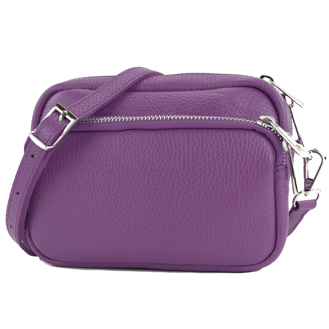 modamoda de T231 Damen Leder Umhängetasche Schultertasche Small handmade in Italy Lila, Lila