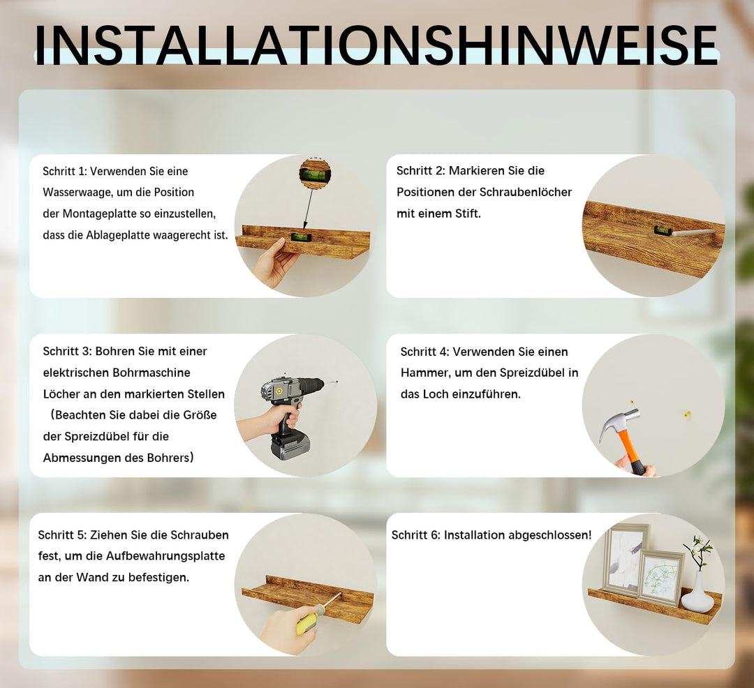 16er Set Wandbrett Kleines Holz Wandregal Schwebend Schmal Regalboden, Regalbrett Wand Regal zum Auf