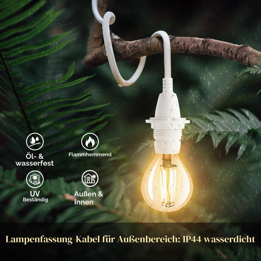 FIRMERST Wasserdichte Lampenfassung E14 mit Kabel Outdoor 4,5m IP44 Weiss 4,5 M Weiss, 4,5 M Weiss
