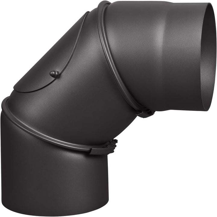 Rauchrohr Ø150mm Bogen 0-90° verstellbar mit Tür schwarz metallic Ofenrohr Kaminrohr Bogen 0-90° mit