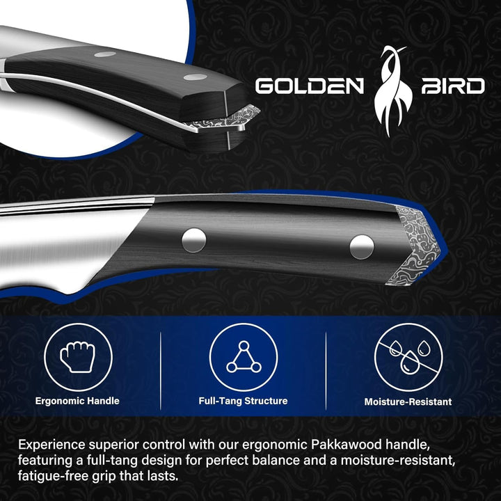 Golden Bird Damastmesser Kochmesser 10cm Gemüsemesser, Japanisches Schälmesser Obstmesser, Hergestel