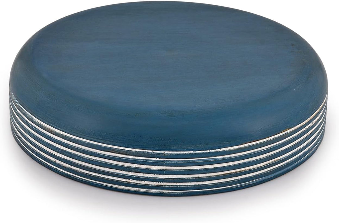Obstschale aus Mangoholz, rustikales blaues Finish, dekorative Servierschale aus Holz für Küchenthek