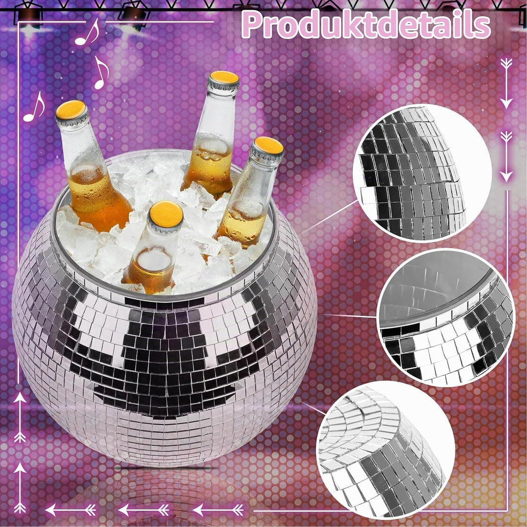 Eiskübel, Disco Kugel Sektkübel Grosse Kapazität Eisbehälter Party Weinkühler Eiseimer für Bier, Coc