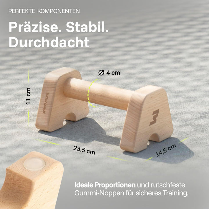 BMOTION Premium Holz Liegestützgriffe, nachhaltige und rutschfeste Calisthenics Parallettes, Liegest