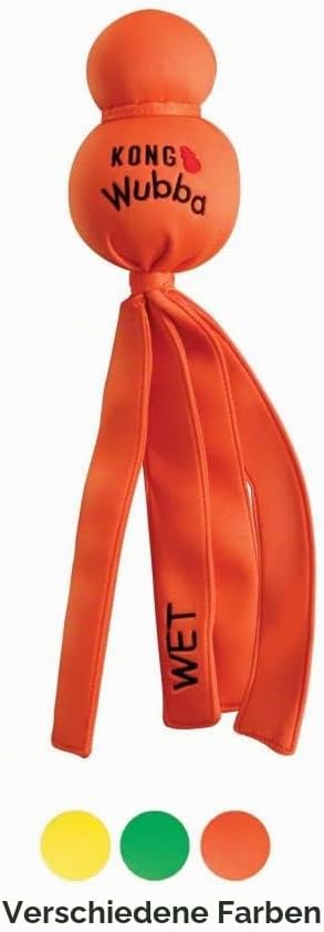 KONG – Wubba Wet – Schwimmendes Wasserspielzeug zum Apportieren (Farbvar.) – Für Grosse Hunde 1 Stüc
