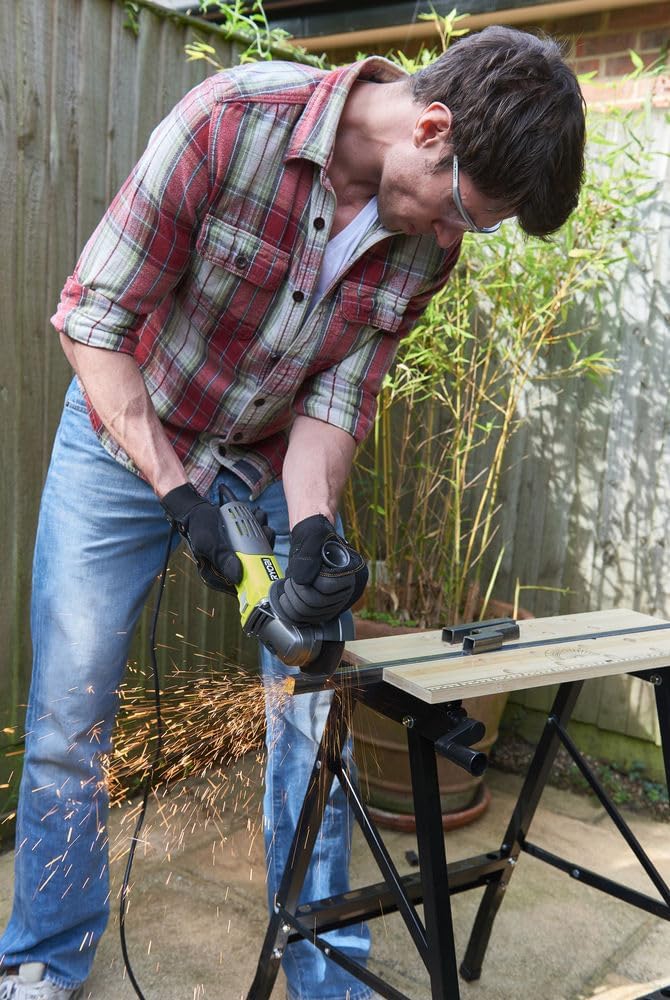 RYOBI 600W Elektro-Winkelschleifer RAG600-115G (Anti-Vibrations-Grifffläche, Spindelarretierung für