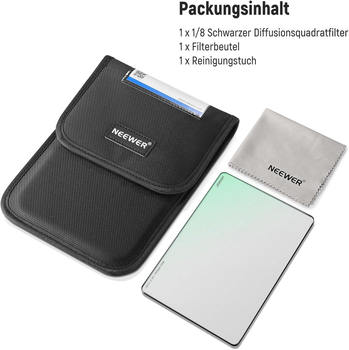 NEEWER Rechteckfilter Black Diffusion 1/8 Filter verträumter Effekt 4"x5.65" Square Kinofilter (rech
