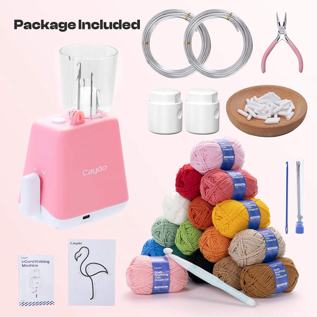 Caydo Strickmühle Kit Häkelset für Anfänger, Elektrisch Strickmaschine Set Automatische Herstellung