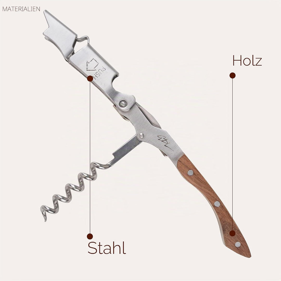 Filter zum Dekantieren des Weins in Trichterform aus Stahl mit Schichtstruktur und ergonomischem Gri