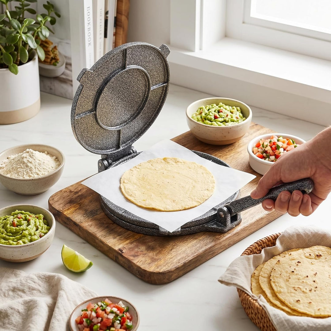 Tortilla- und Roti-Maker, Tortilla-Presse, Mehlteig, Tortilla-Taco-Presse, Roti-Maker aus Aluminiuml