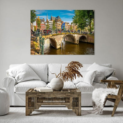 Bilder auf Leinwand 100x70cm Leinwandbild amsterdam Bögen Architektur Gebäude Gross Wanddeko Bild Sc