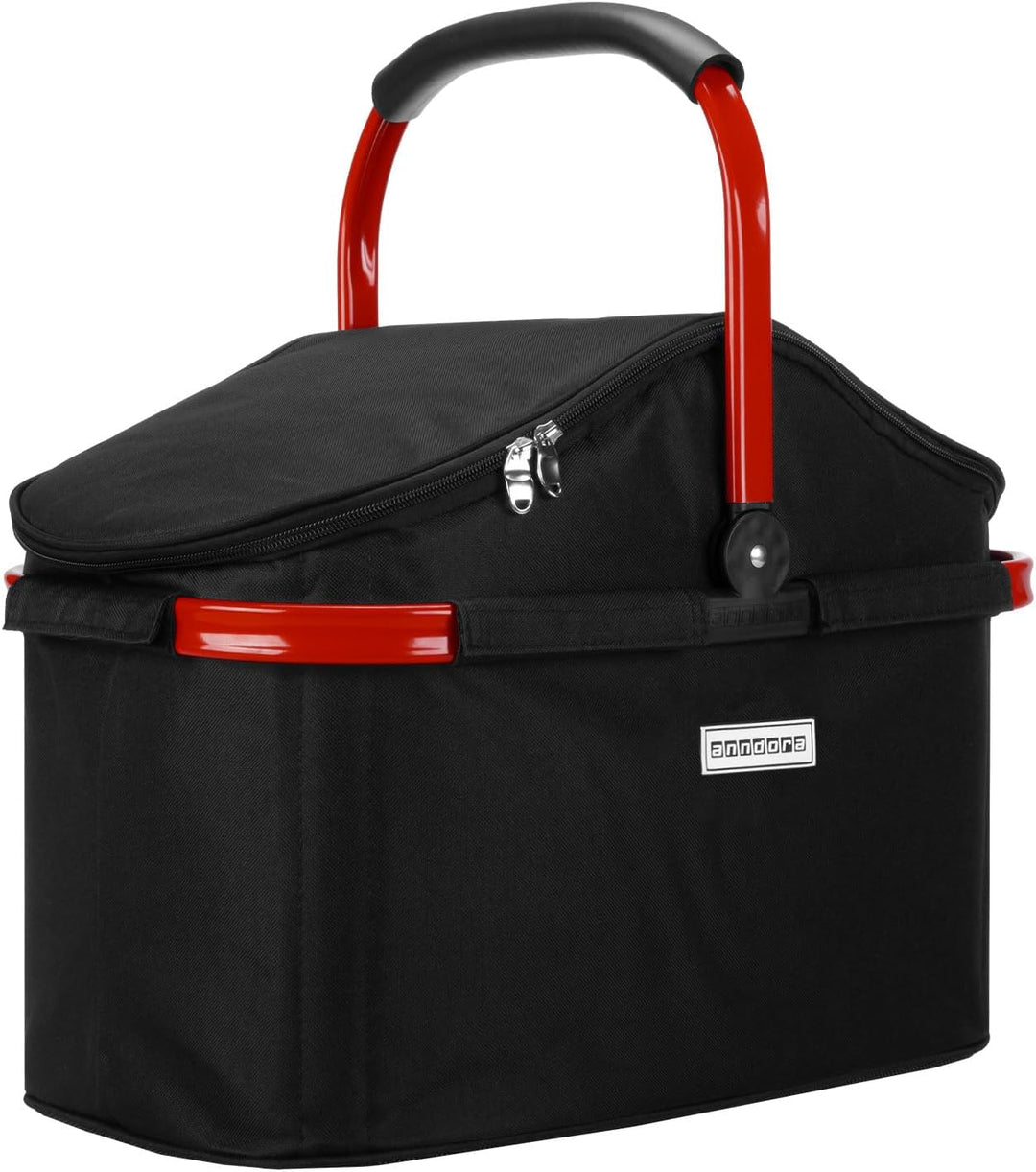 anndora Einkaufskorb 25 Liter ISO Picknick Kühlkorb Schwarz - Rahmen Rot Iso: Schwarz Rahmen Rot, Is