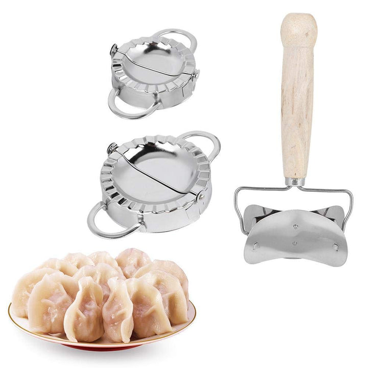 Dumpling Maker Set Knödel-Maschine Edelstahl Holz-Roll Ravioli Dumpling Maker Wrapper Pierogie Pie Q