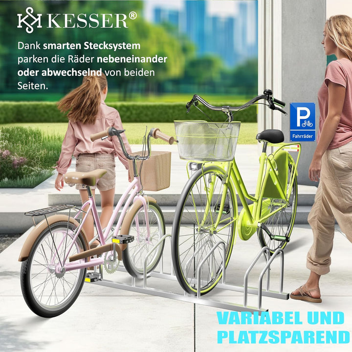 KESSER® Fahrradständer für 4 Fahrräder inkl. Parkschild | Mehrfachständer mit 37cm Radabstand für 30