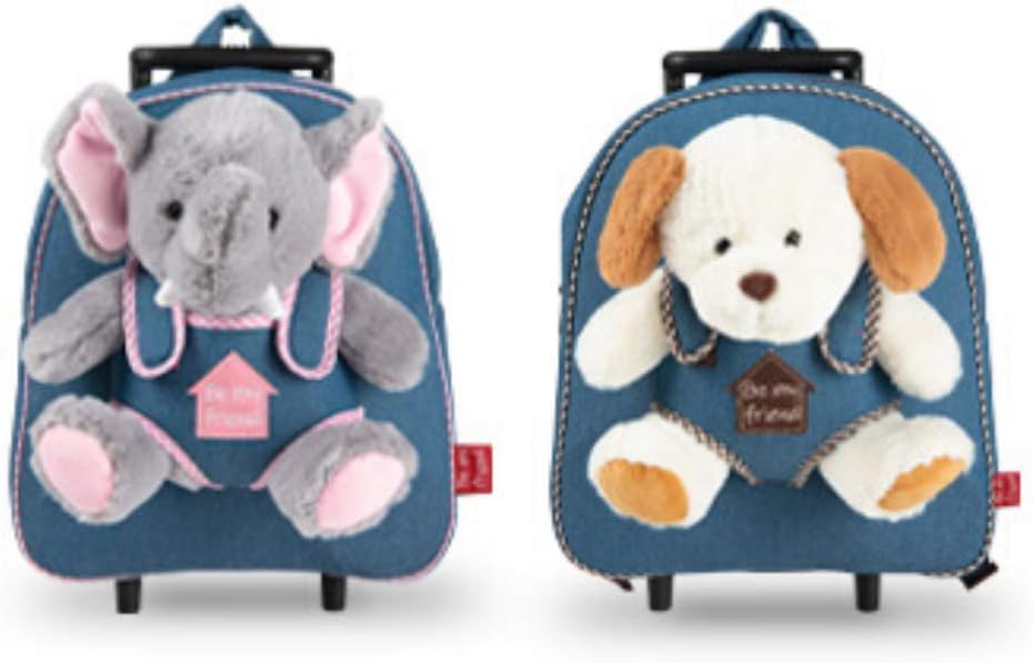PERLETTI Tasche mit Rollen für Kindergarten und weiches Plüsch, für Kinder von 3 4 5 Jahren – Abnehm