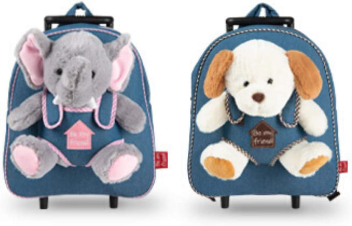 PERLETTI Tasche mit Rollen für Kindergarten und weiches Plüsch, für Kinder von 3 4 5 Jahren – Abnehm