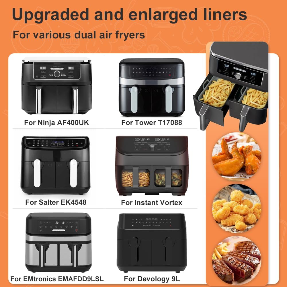 YQL 200 Stücke Backpapier für Heissluftfritteuse Ninja AF300EU/AF400EUCP, Air Fryer Pergament Paper