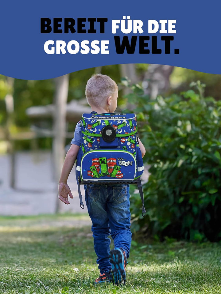 Familando - Schulranzen Set 10-teilig mit Schultüte - Minecraft - Ergonomisch, stabil & mit gepolste