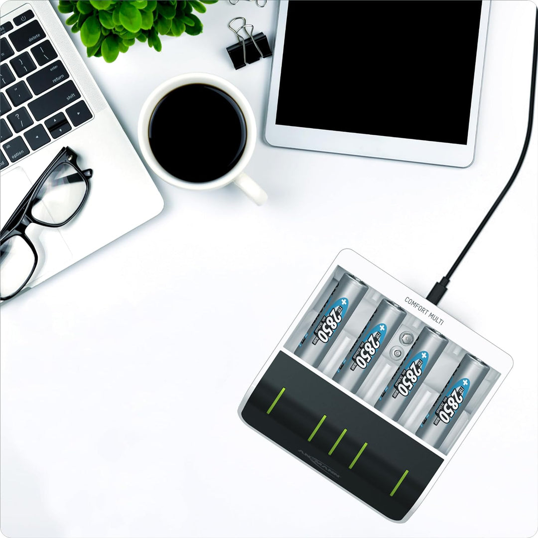 ANSMANN Akku-Ladegerät für 4x NiMH AA/AAA/C/D + 1x 9V Block Akkus - Automatik Batterieladegerät mit