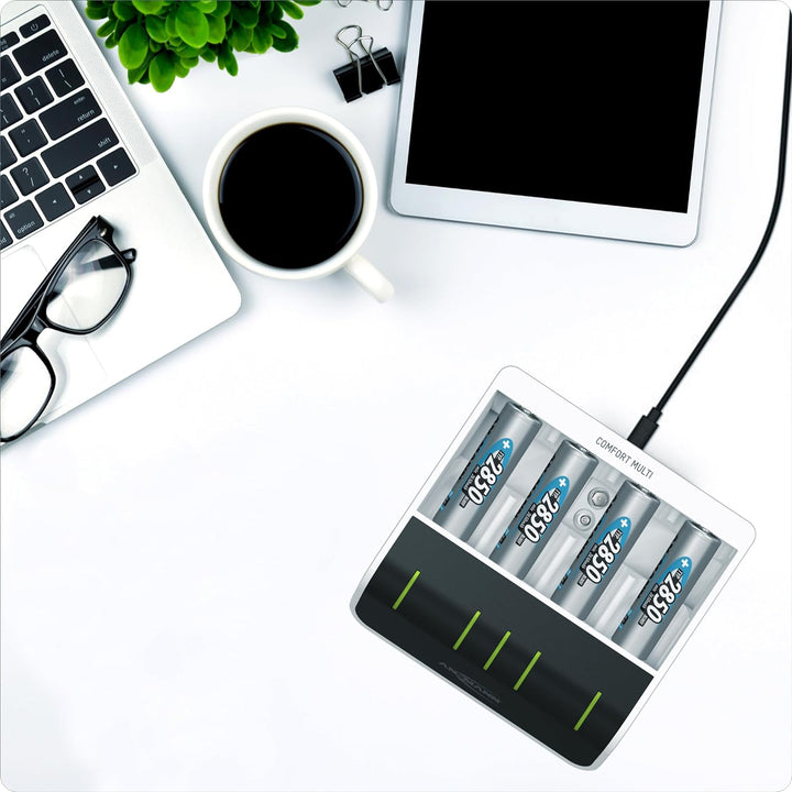 ANSMANN Akku-Ladegerät für 4x NiMH AA/AAA/C/D + 1x 9V Block Akkus - Automatik Batterieladegerät mit