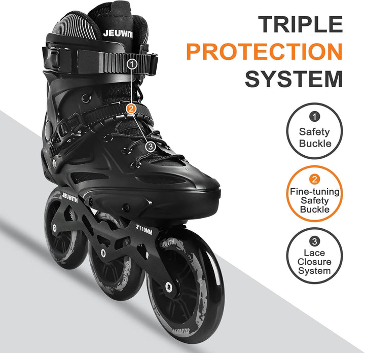 Inlineskates, 3 Räder, 110 mm, Rollschuhe, Klingen für Erwachsene, Damen, Herren, professionelle Out