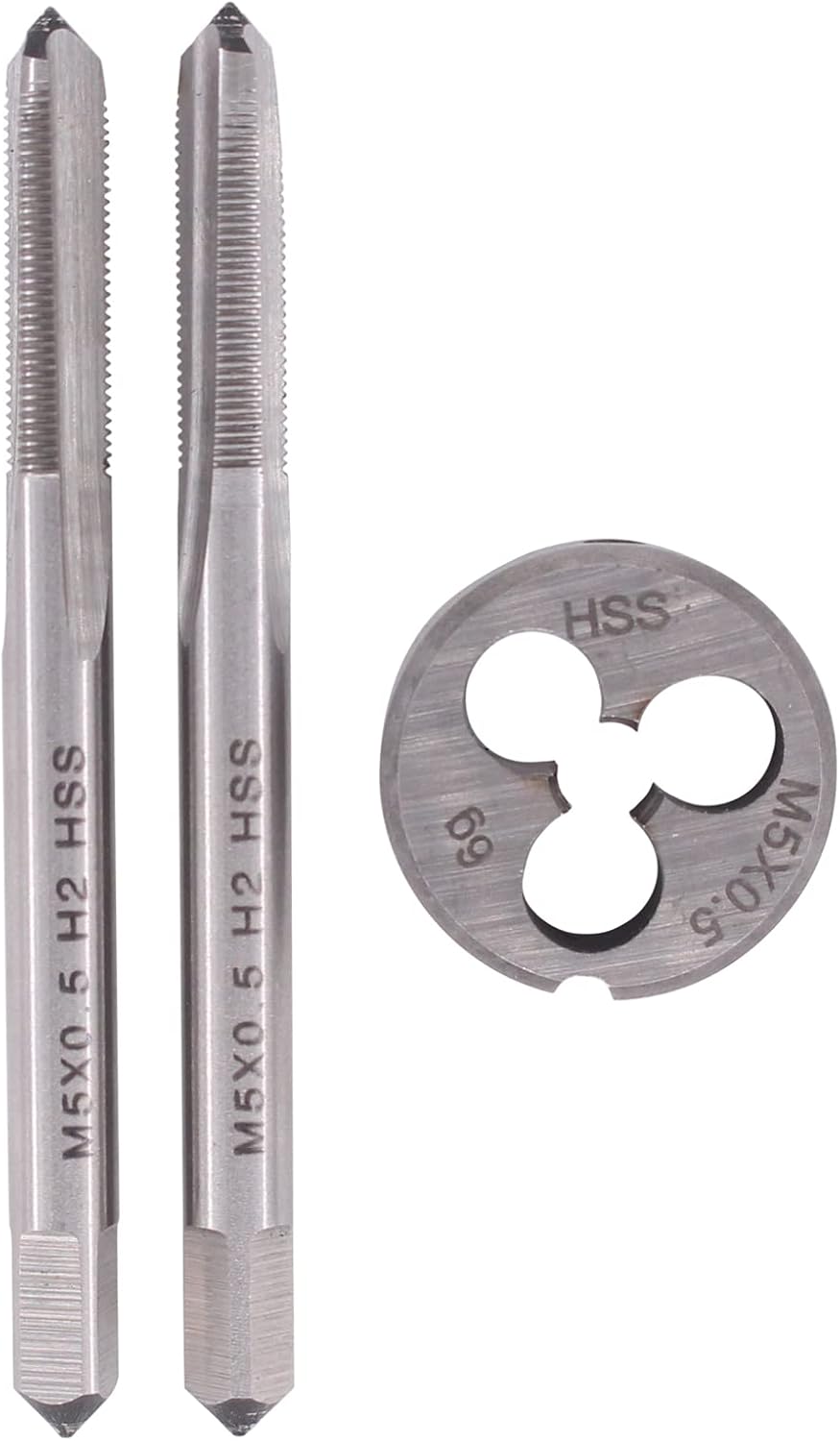 Doo Engy M5 x 0,5 Schneideisen HSS mit 2 tlg Handgewindebohrer Feingewinde Gewindebohrer Set