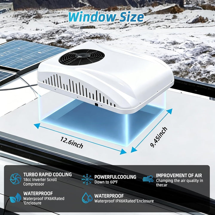 DC 12V-Klimaanlage 8800BTU Elektrisches Parken Dach RV 12V Wechselstrom Einheit für LKW Wohnmobil An